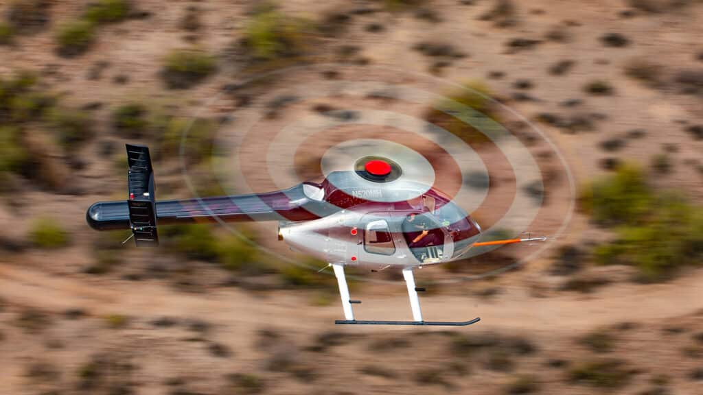 MD 530N helicopter over the desert in arizona